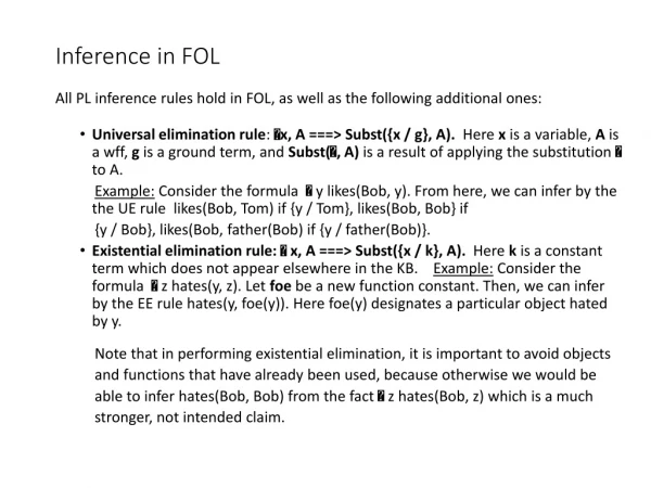 Inference in FOL