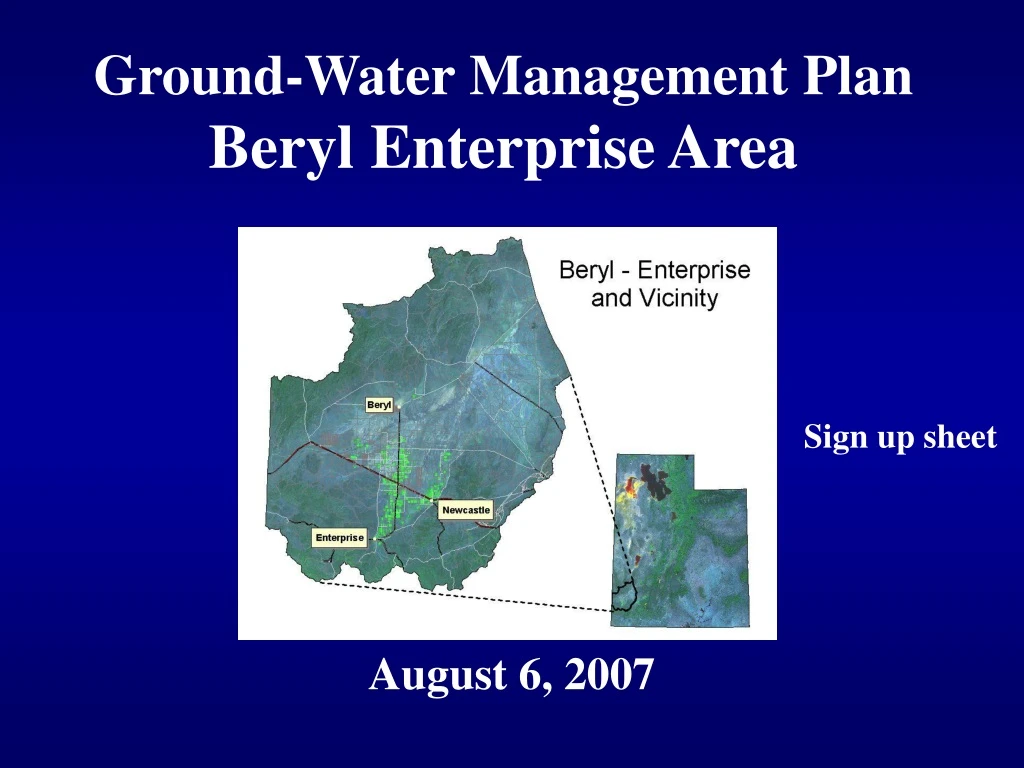 ground water management plan beryl enterprise area