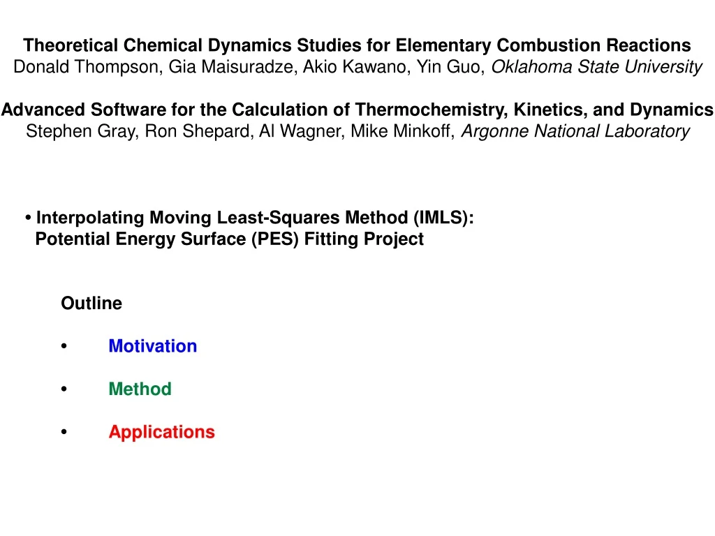 theoretical chemical dynamics studies