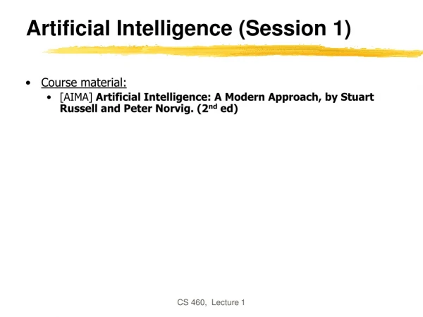 Artificial Intelligence (Session 1)