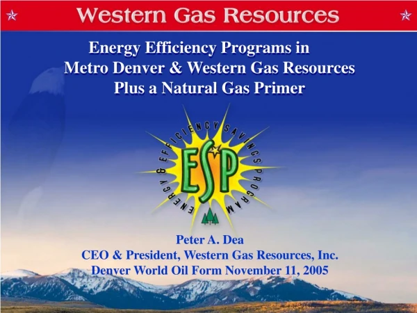 Peter A. Dea CEO &amp; President, Western Gas Resources, Inc.  Denver World Oil Form November 11, 2005
