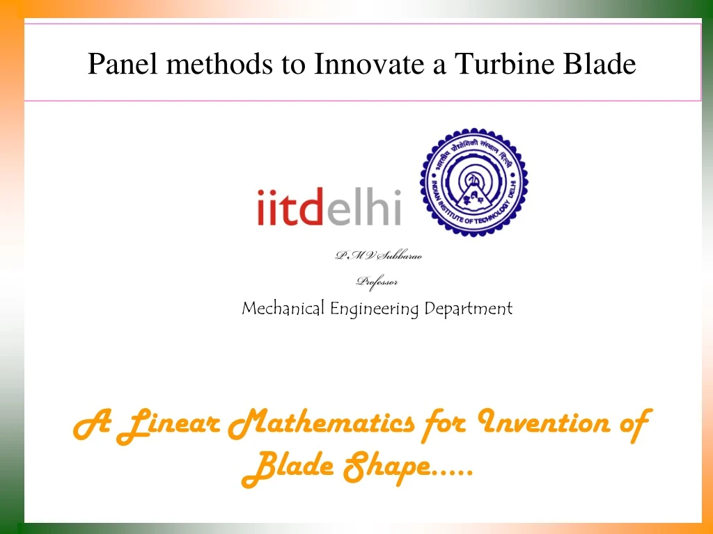 panel methods to innovate a turbine blade