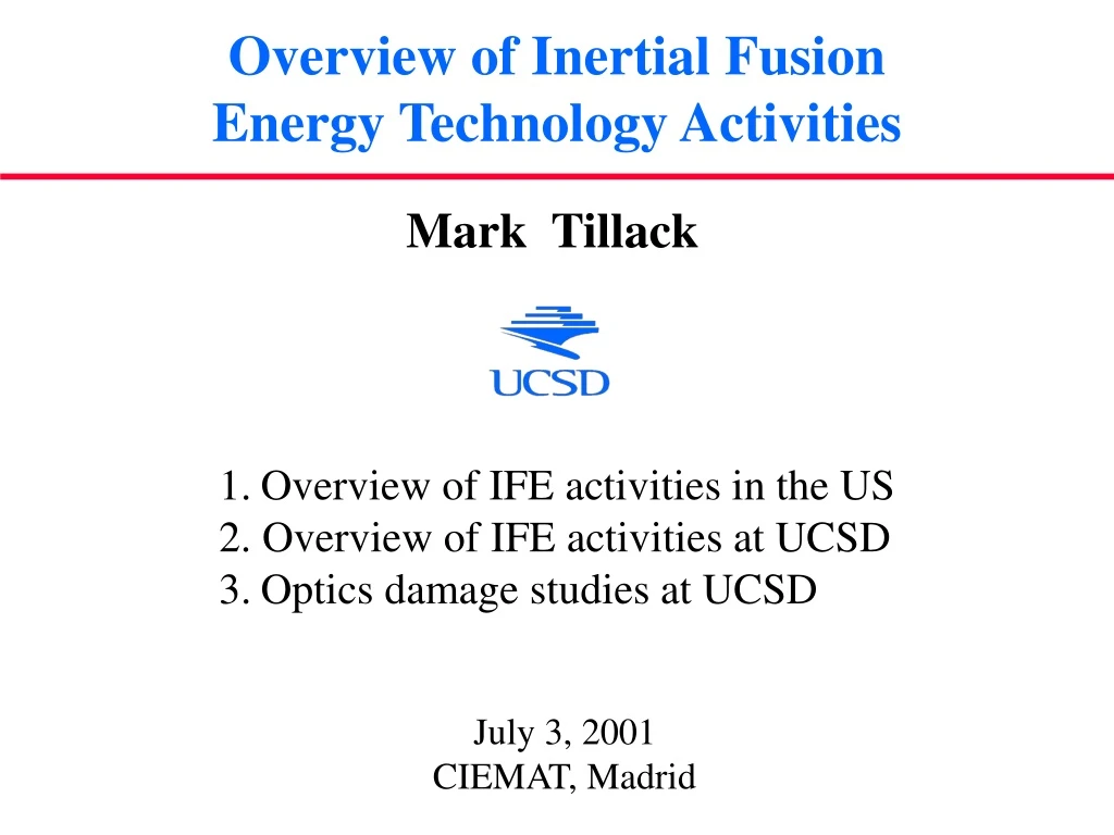 overview of inertial fusion energy technology activities