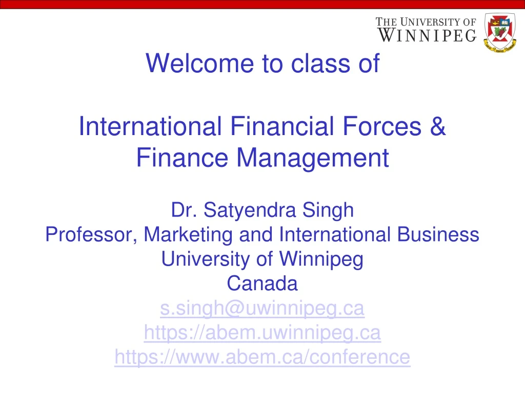 welcome to class of international financial