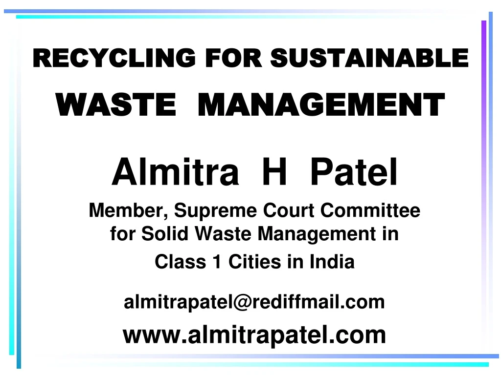 recycling for sustainable waste management