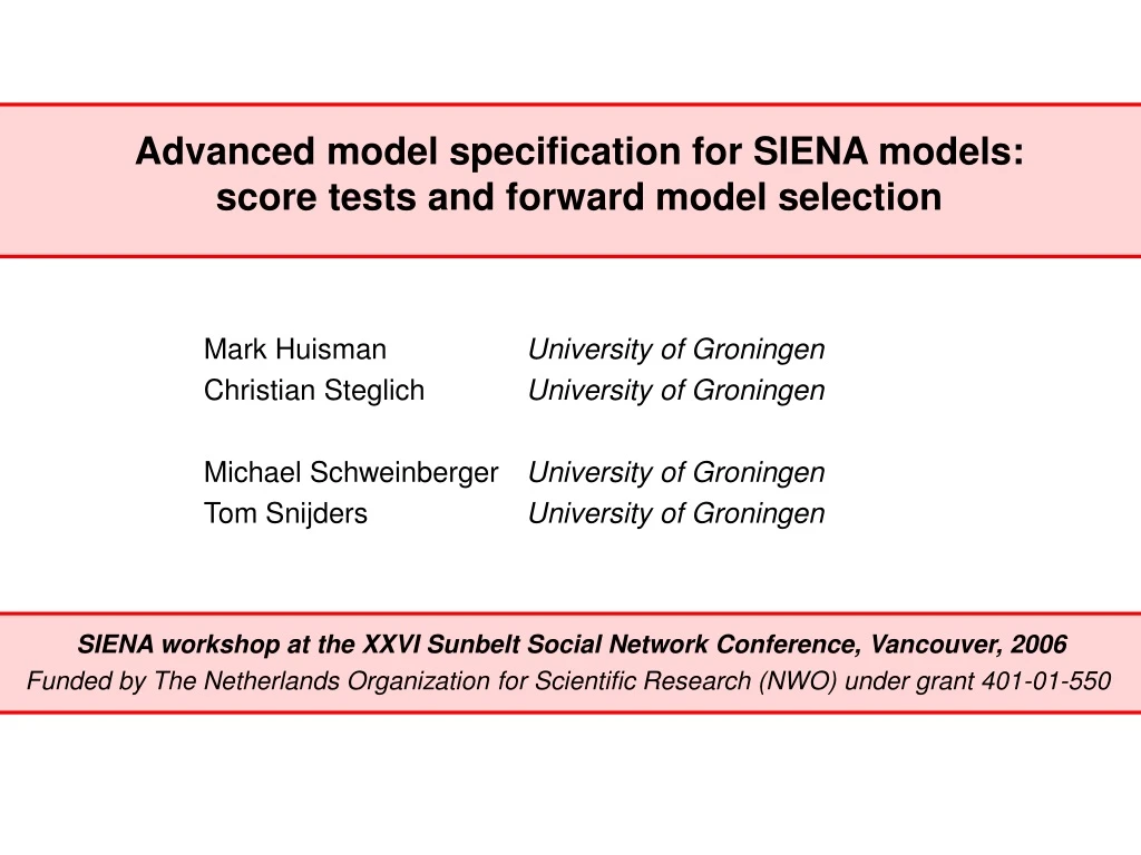 advanced model specification for siena models