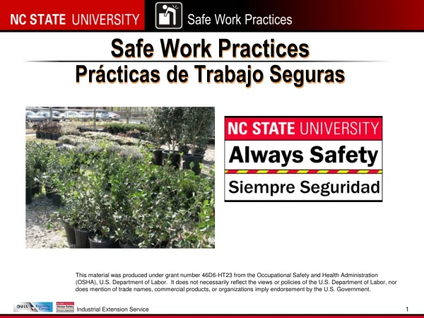 Safe Work Practices Prácticas  de  Trabajo Seguras