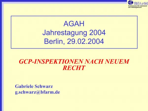 AGAH Jahrestagung 2004 Berlin, 29.02.2004