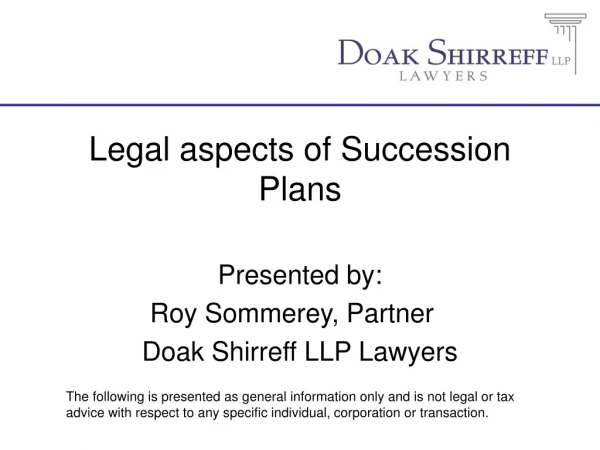 Legal aspects of Succession Plans
