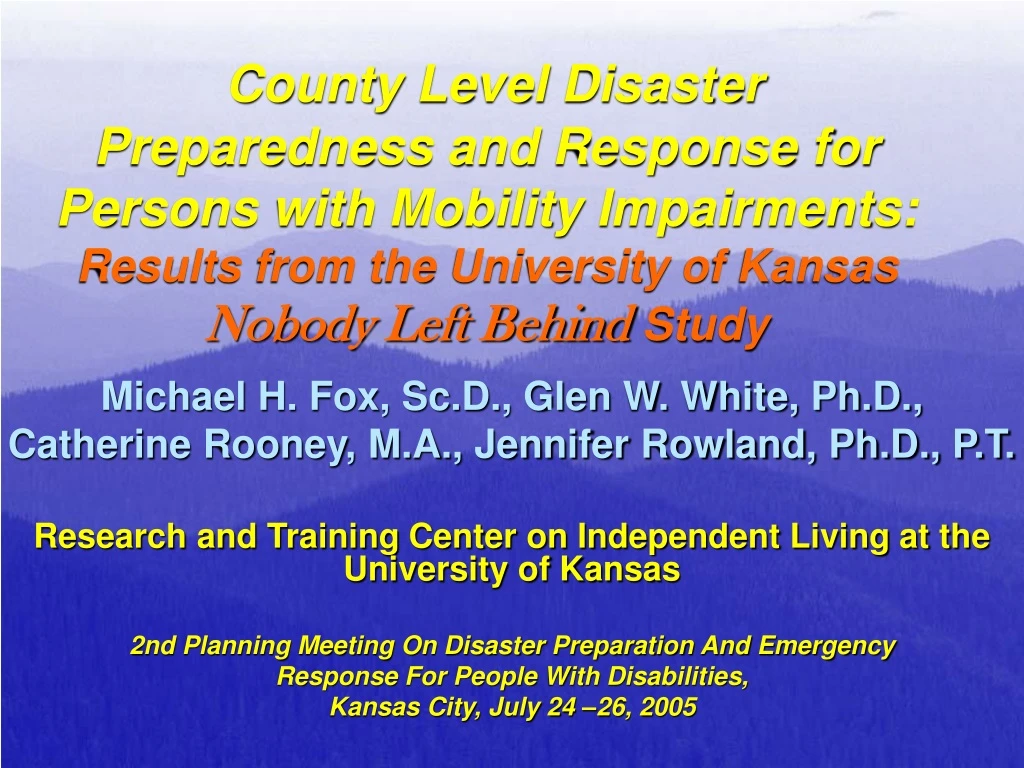 county level disaster preparedness and response