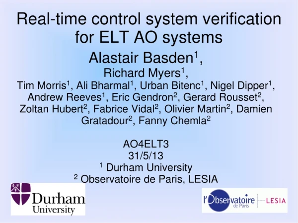 Real-time control system verification for ELT AO systems