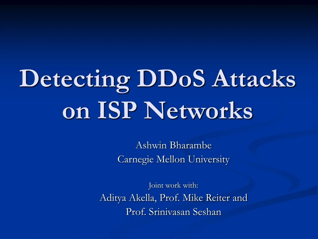 detecting ddos attacks on isp networks