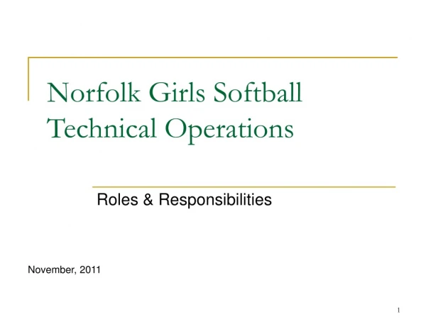 Norfolk Girls Softball Technical Operations