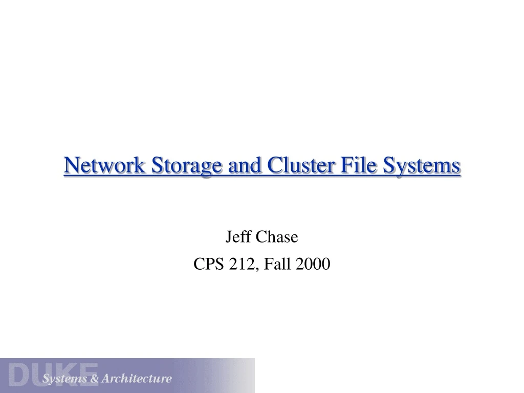 network storage and cluster file systems