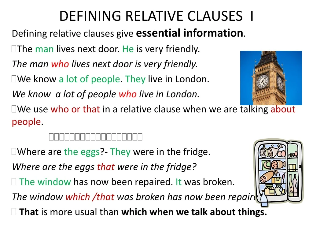 defining relative clauses i