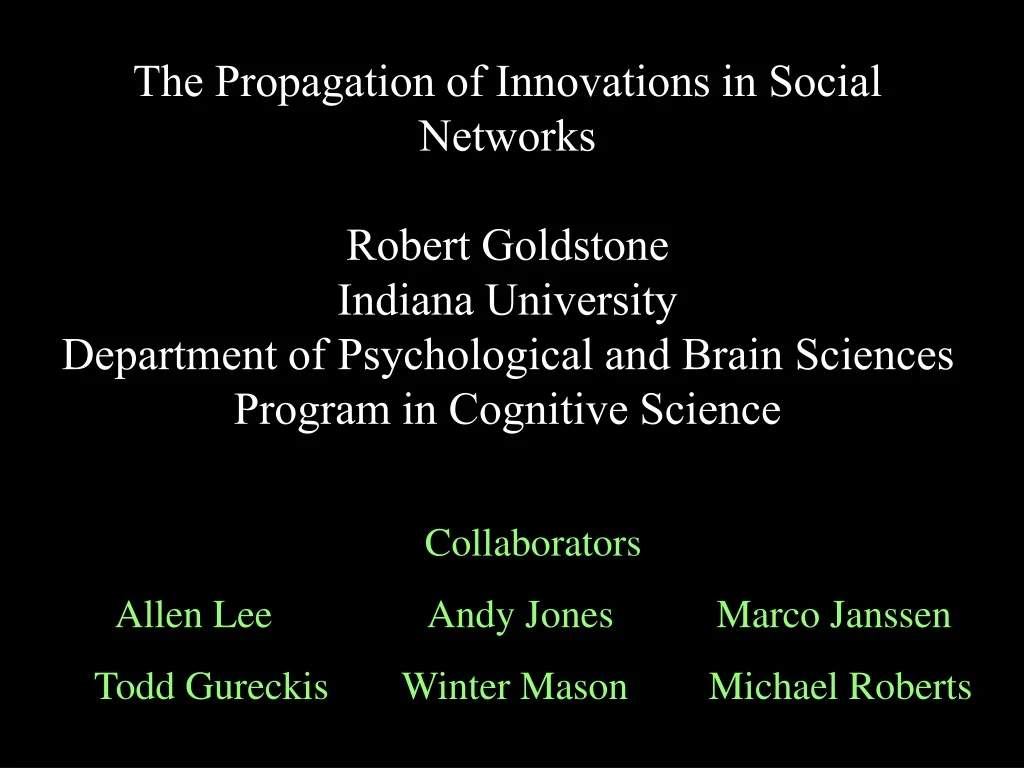 the propagation of innovations in social networks