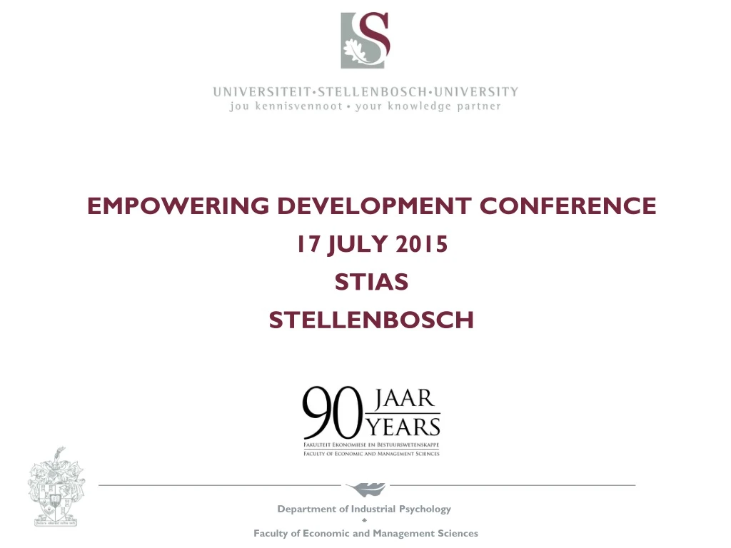 empowering development conference 17 july 2015 stias stellenbosch