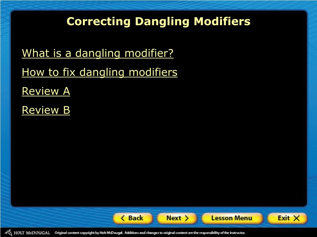 correcting dangling modifiers