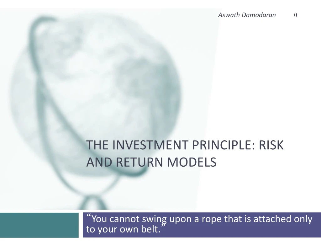 the investment principle risk and return models