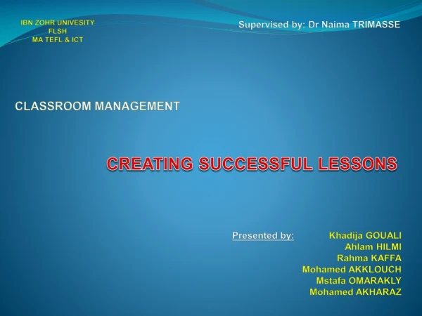 CREATING SUCCESSFUL LESSONS