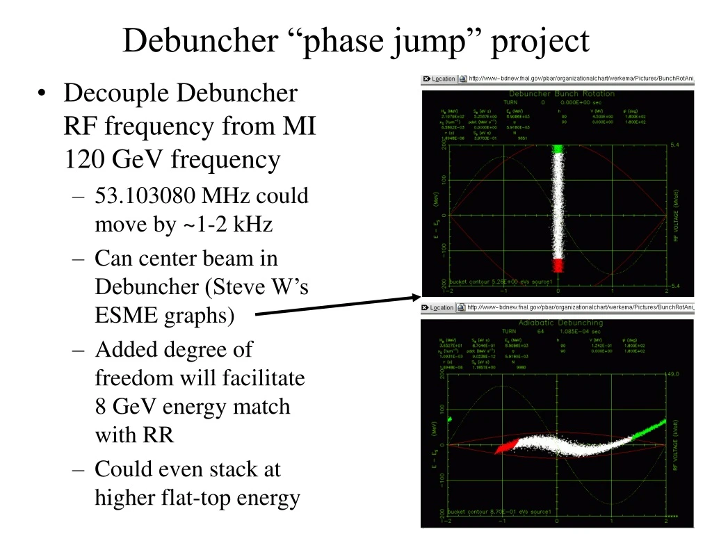 debuncher phase jump project