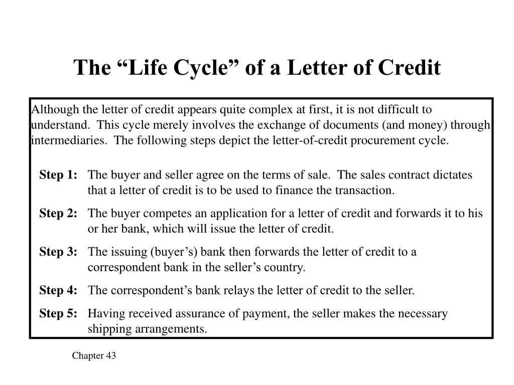 the life cycle of a letter of credit