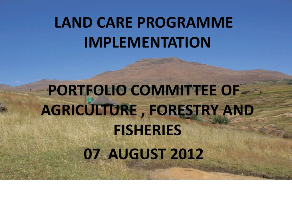 land care programme implementation portfolio