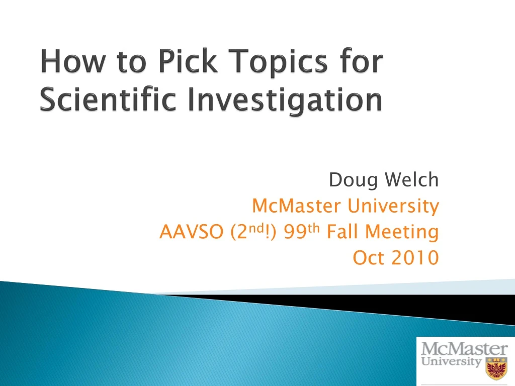 how to pick topics for scientific investigation