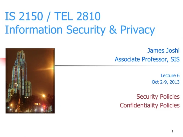 IS 2150 / TEL 2810 Information Security &amp; Privacy