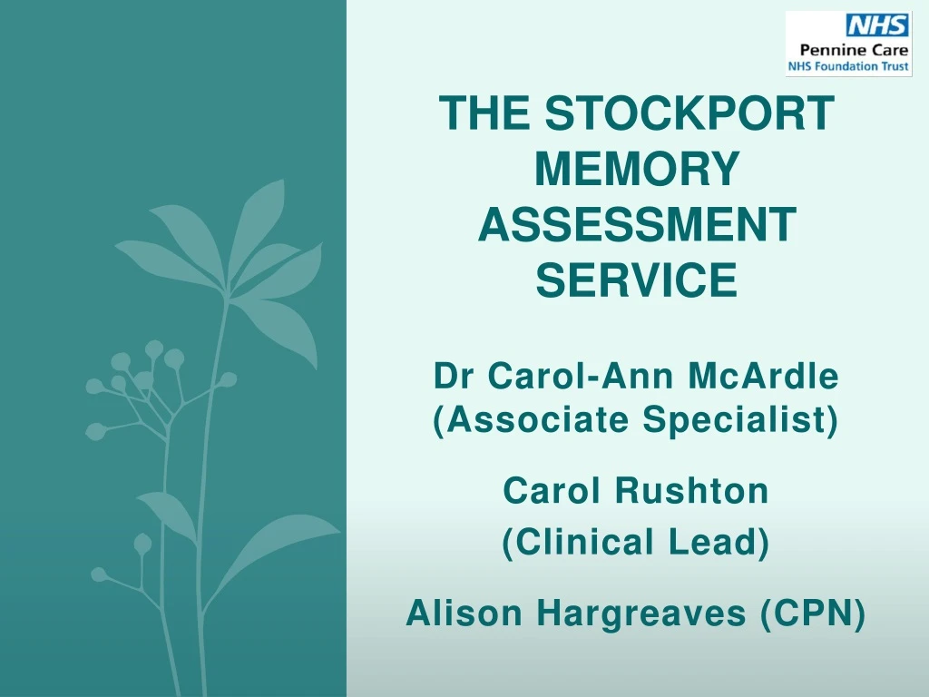 the stockport memory assessment service