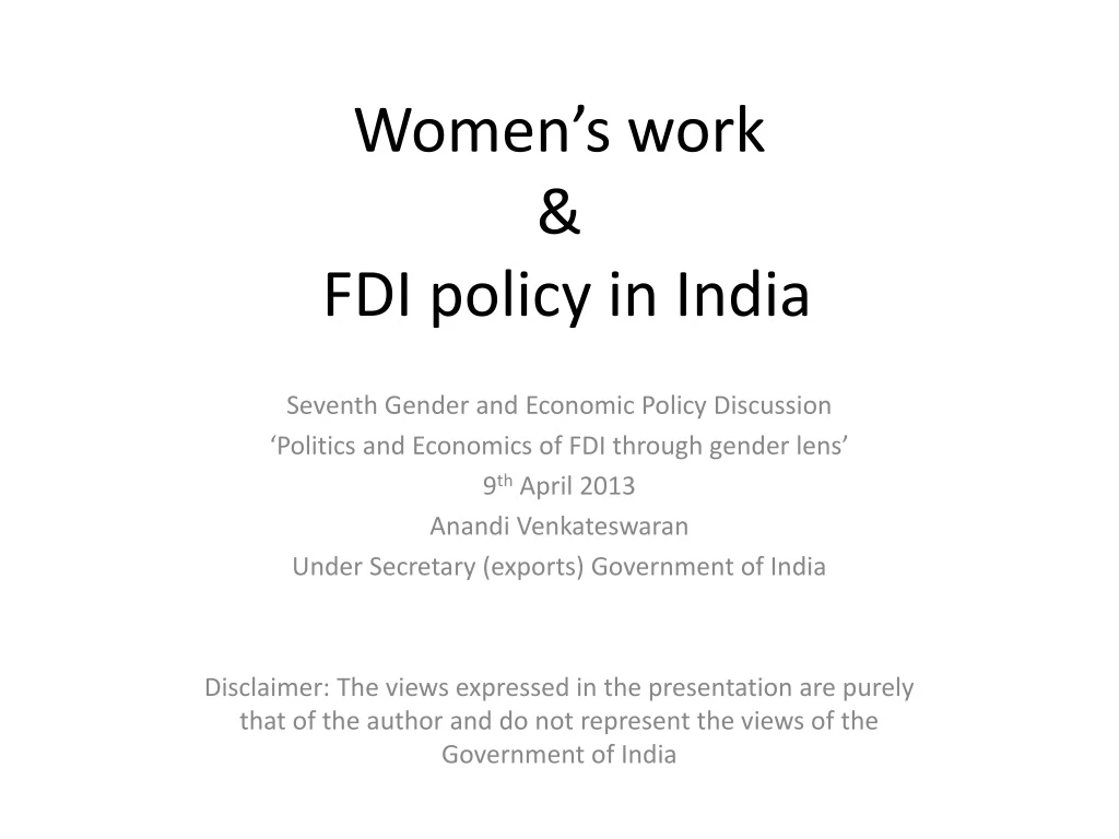 women s work fdi policy in india