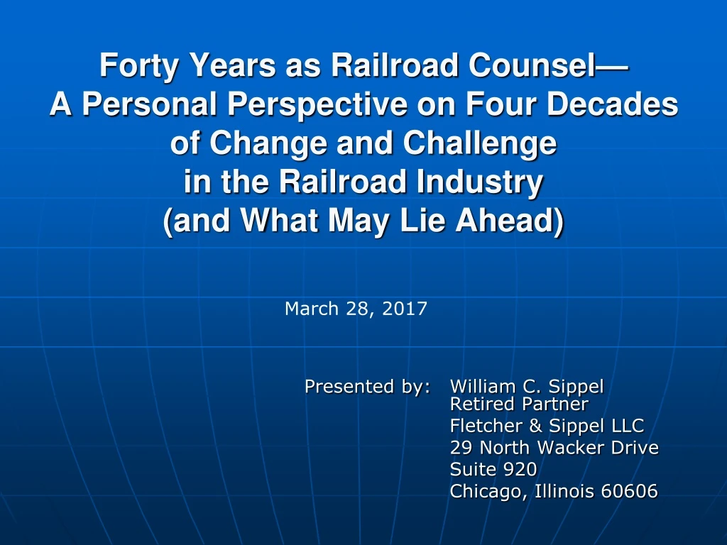 forty years as railroad counsel a personal