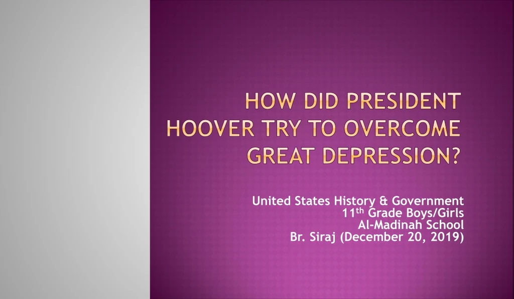 how did president hoover try to overcome great depression