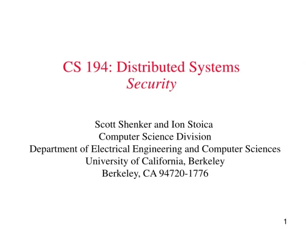 CS 194: Distributed Systems Security