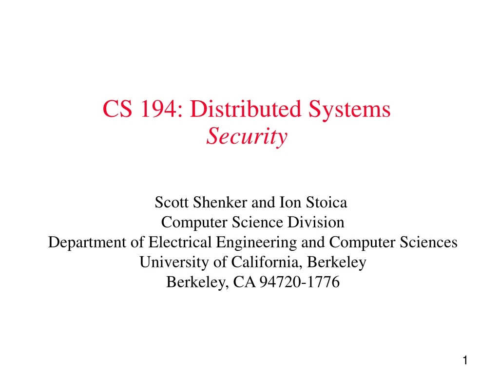 cs 194 distributed systems security