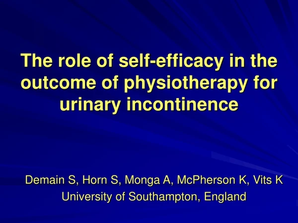 The role of self-efficacy in the outcome of physiotherapy for urinary incontinence