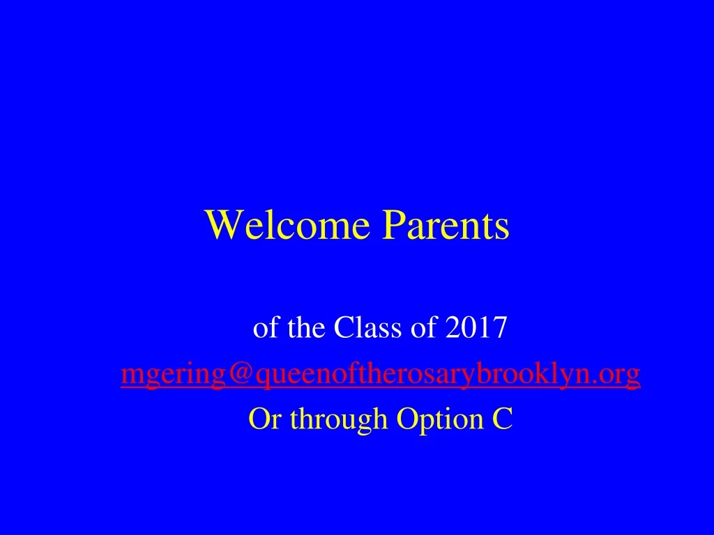 welcome parents