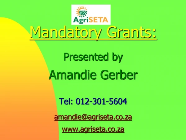 Mandatory Grants: ATR08/09 &amp; WSP09/10