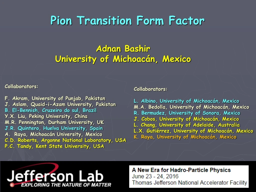 pion transition form factor