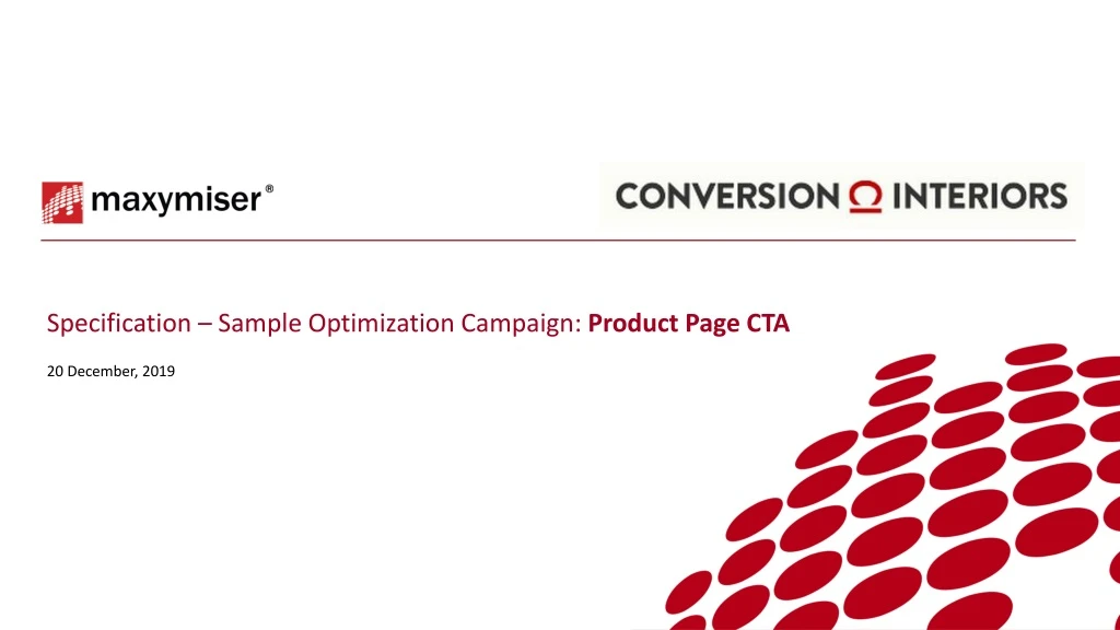 specification sample optimization campaign product page cta