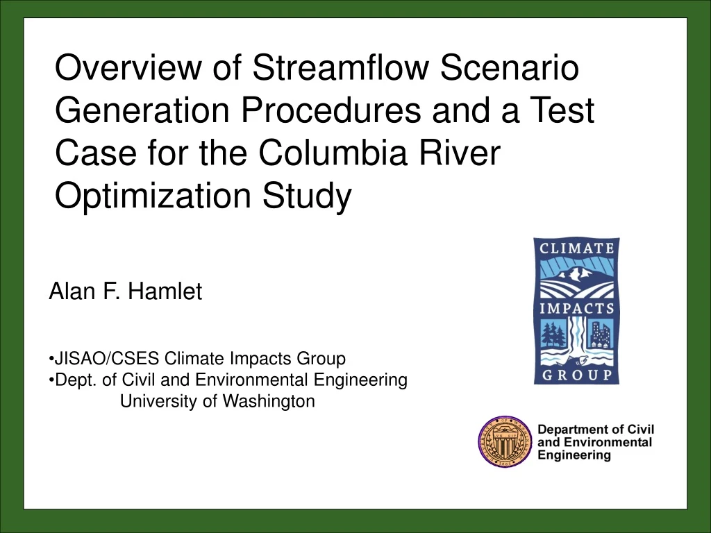 overview of streamflow scenario generation