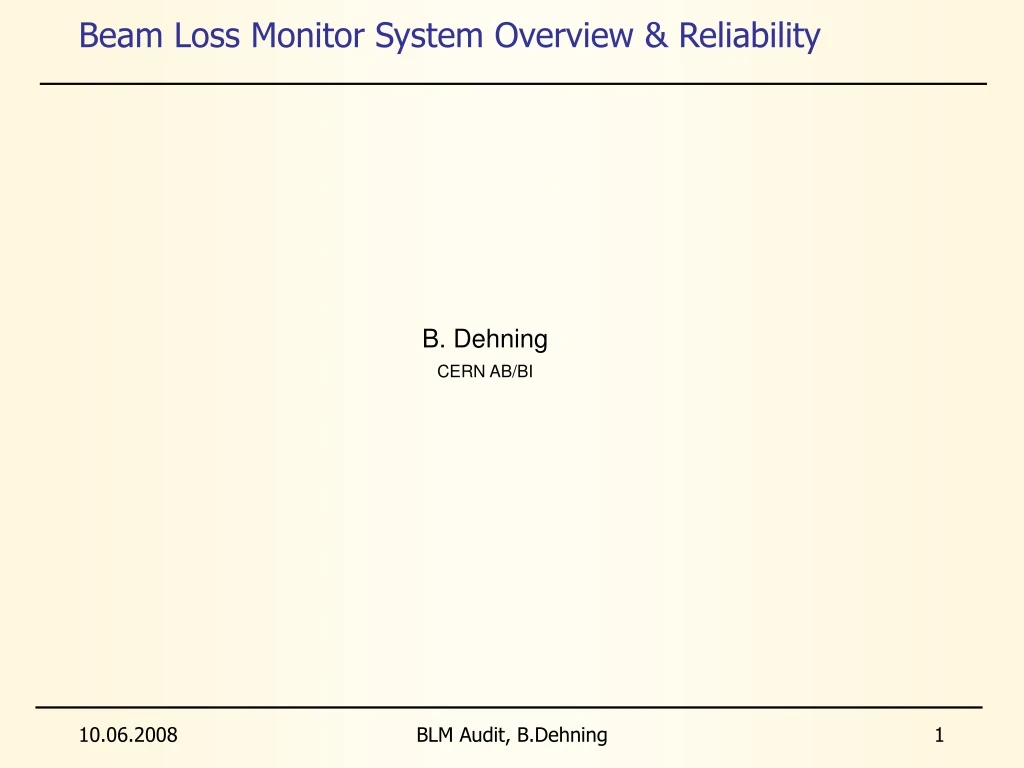 beam loss monitor system overview reliability