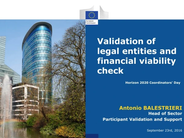 V alidation of legal entities and financial viability check