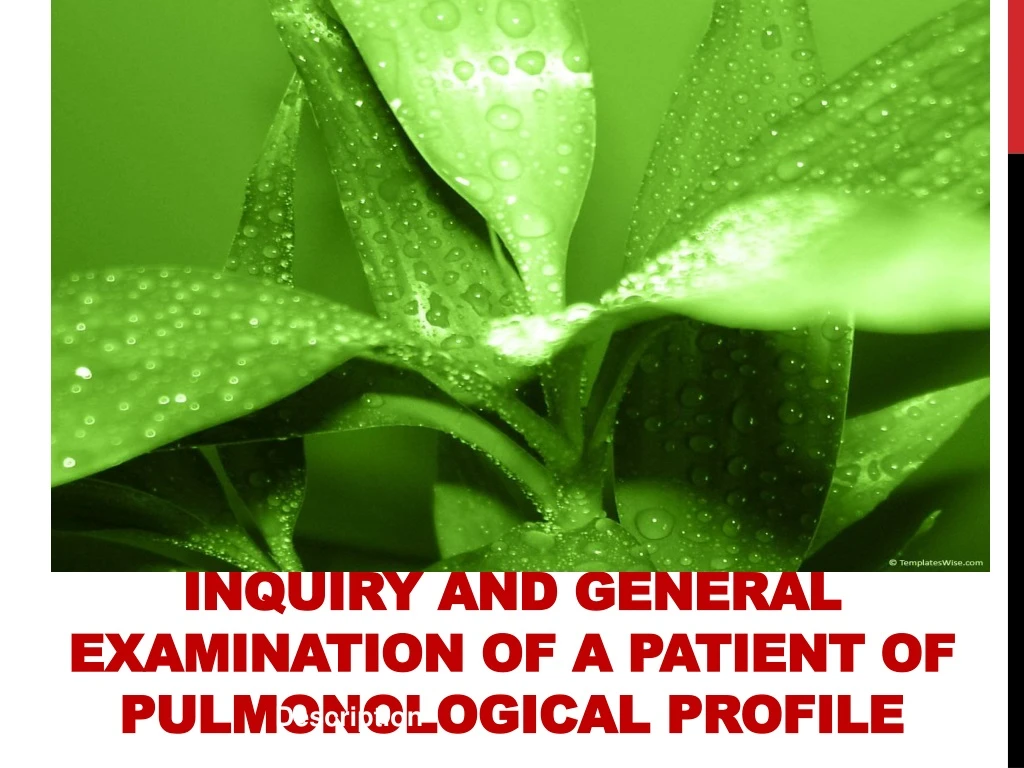 inquiry and general examination of a patient of pulmonological profile