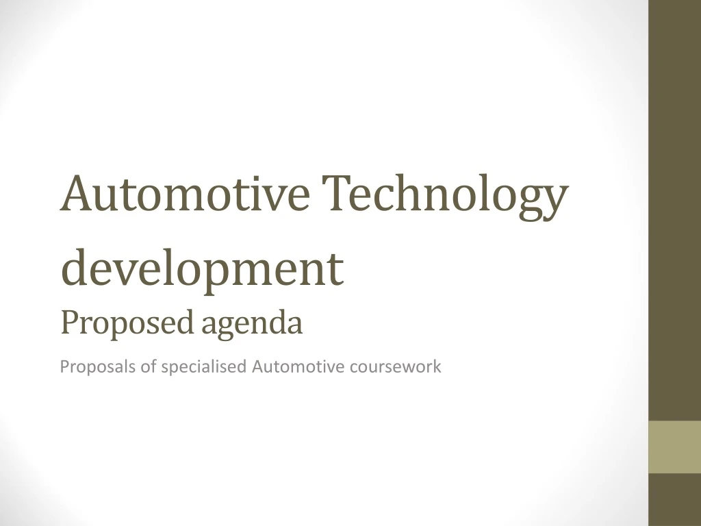 automotive technology development proposed agenda