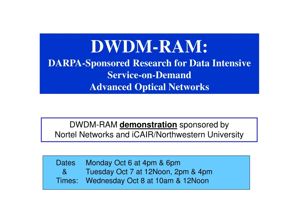 dwdm ram darpa sponsored research for data