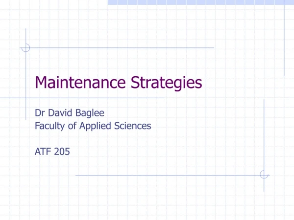 Maintenance Strategies