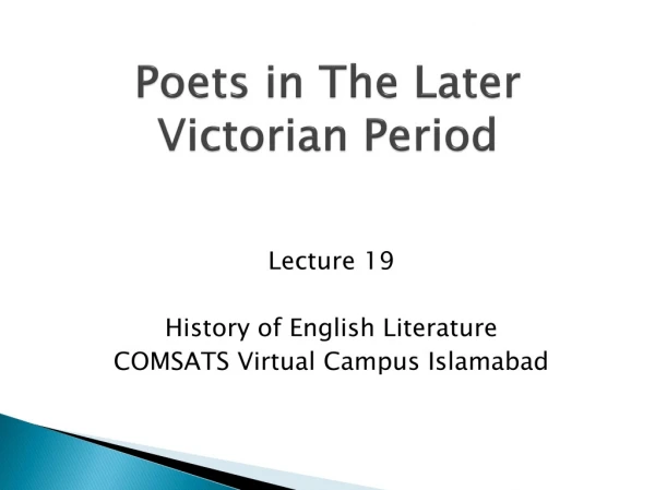 Poets in The Later Victorian Period