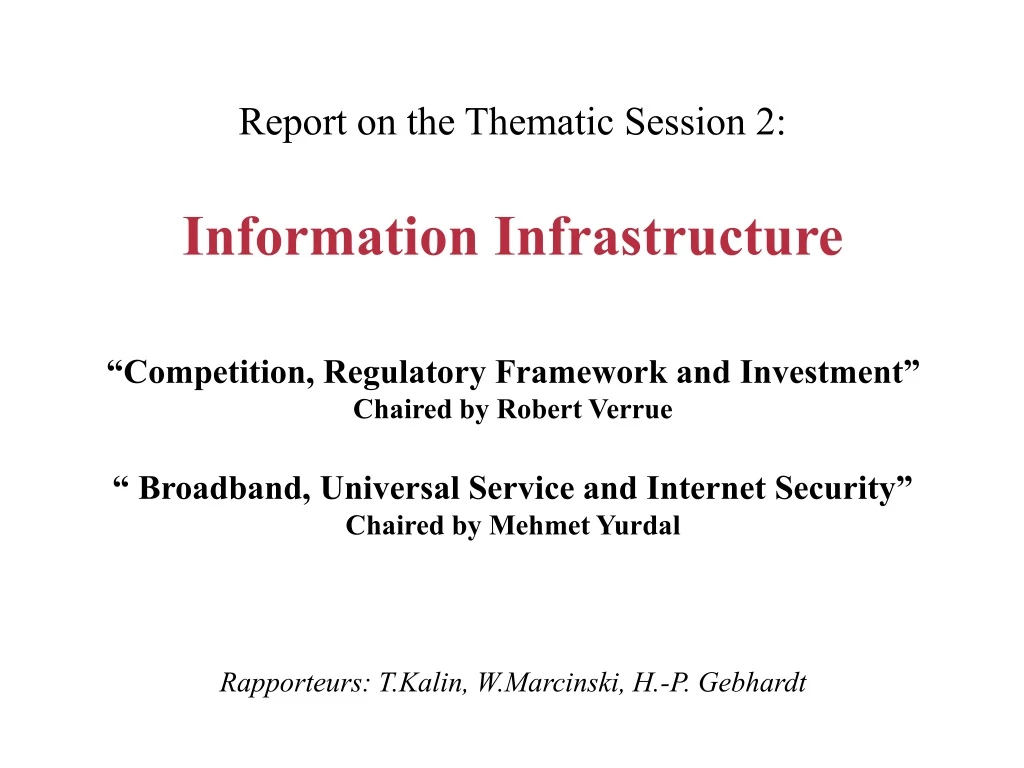 report on the thematic session 2 information