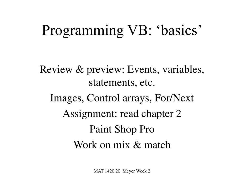 programming vb basics